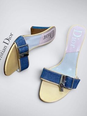 Vintage Christian Dior by John Galliano Denim Lock & Key Heels